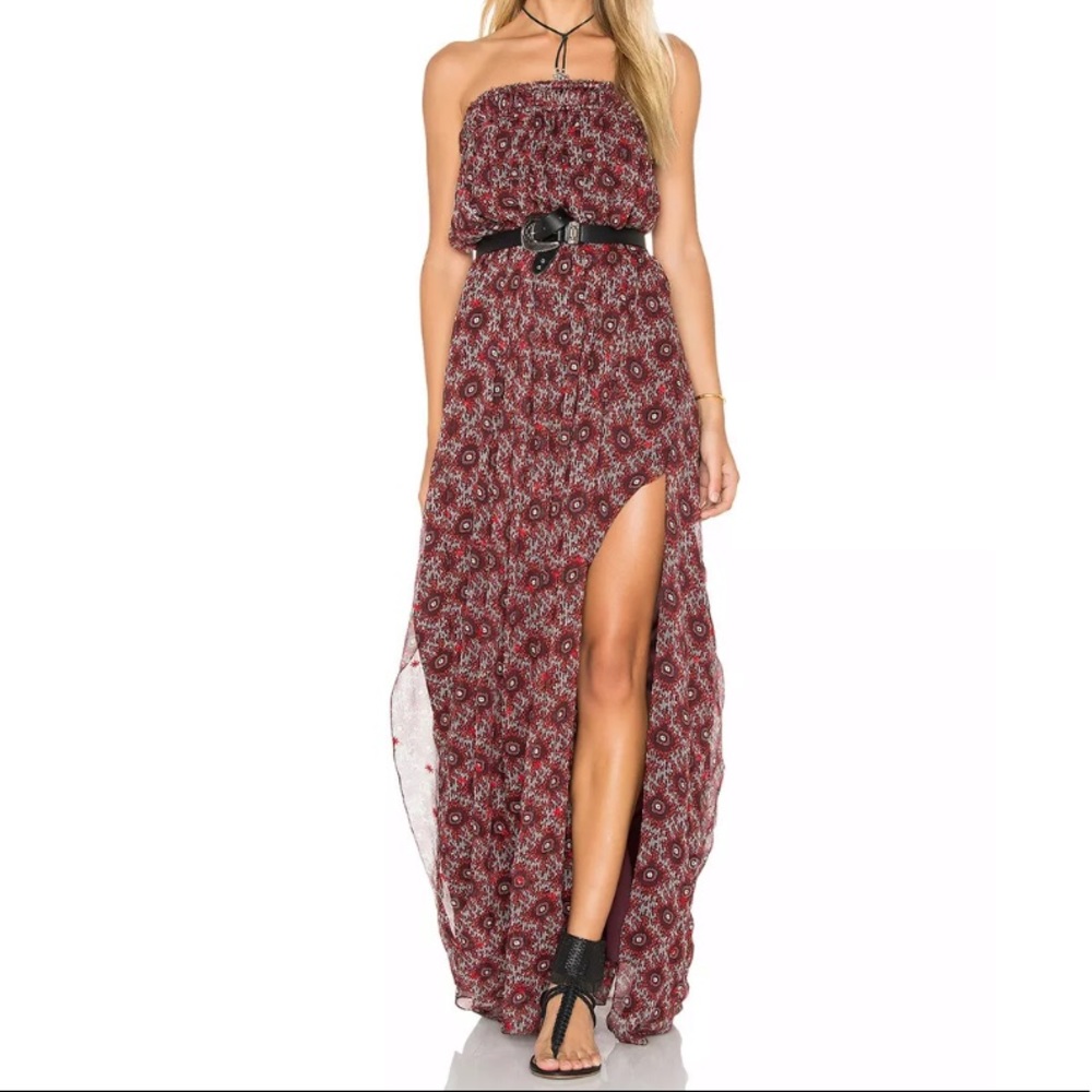 Cinq a Sept Dress Silk Embroidered Strapless Maxi